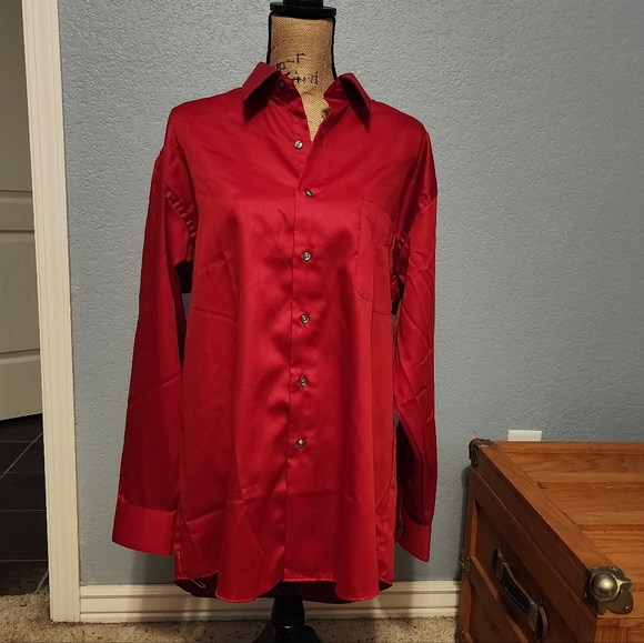 Geoffrey Beene Vibrant Red Dress Shirt NWOT - Picture 1 of 3